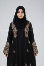Black Front Open Abaya with Embroidery OL 0466 - Image 2