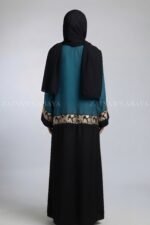 Dual Color Embroidered Front Open Abaya with a matching scarf