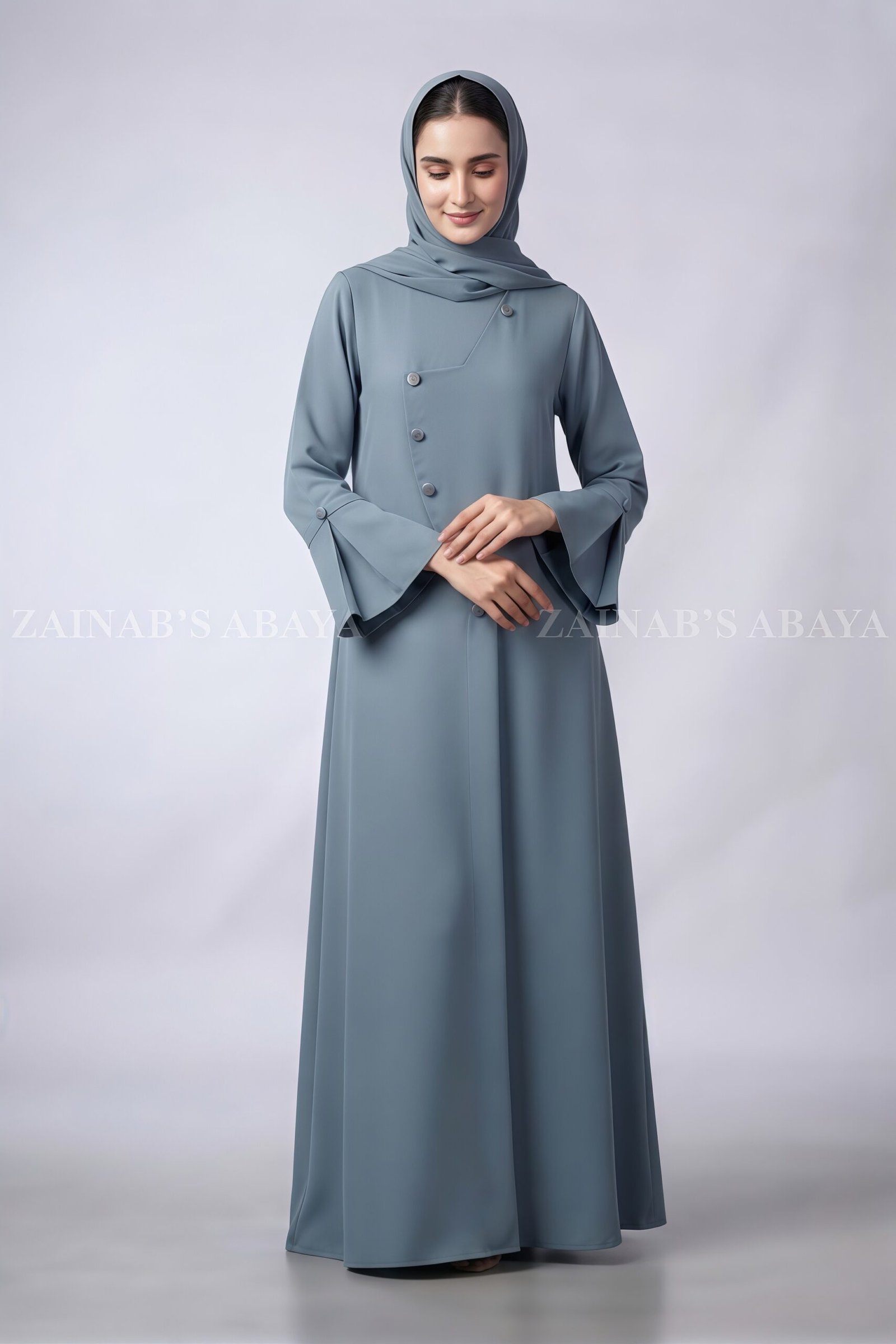 IMG_5525 Stylish Front Open Abaya for Women in Jade Color OL-1185 - Image 1