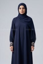 Navy Colored Maxi Abaya with a matching scarf