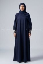 Navy Colored Maxi Abaya with a matching scarf