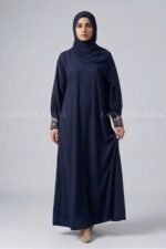 Navy Colored Maxi Abaya with a matching scarf
