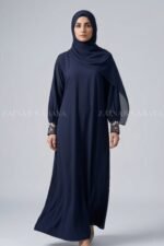 Navy Colored Maxi Abaya with a matching scarf