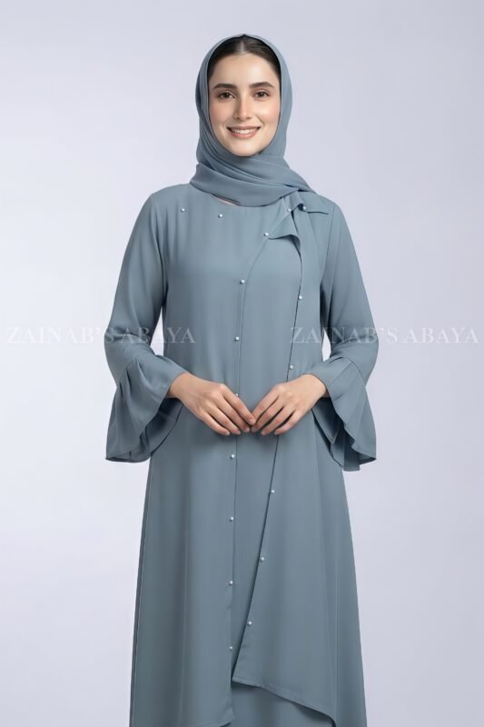 Jade Colored Maxi Abaya with a matching scarf
