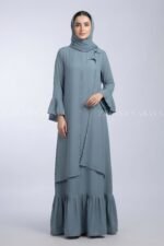 Jade Colored Maxi Abaya with a matching scarf