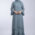 Jade Colored Maxi Abaya with a matching scarf