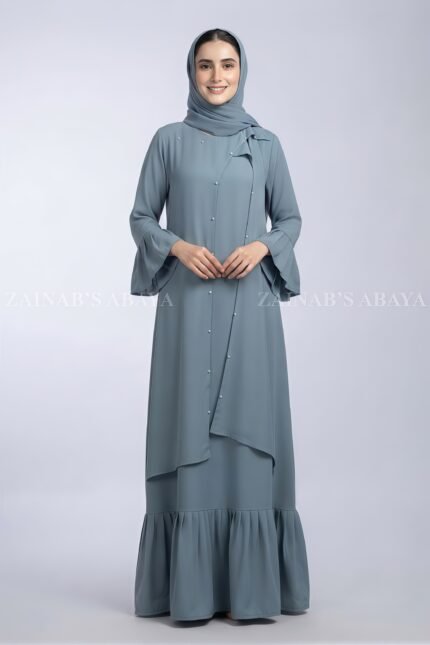 Jade Colored Maxi Abaya with a matching scarf