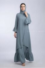 Jade Colored Maxi Abaya with a matching scarf