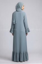 Jade Colored Maxi Abaya with a matching scarf