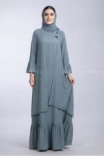 Jade Colored Maxi Abaya with a matching scarf