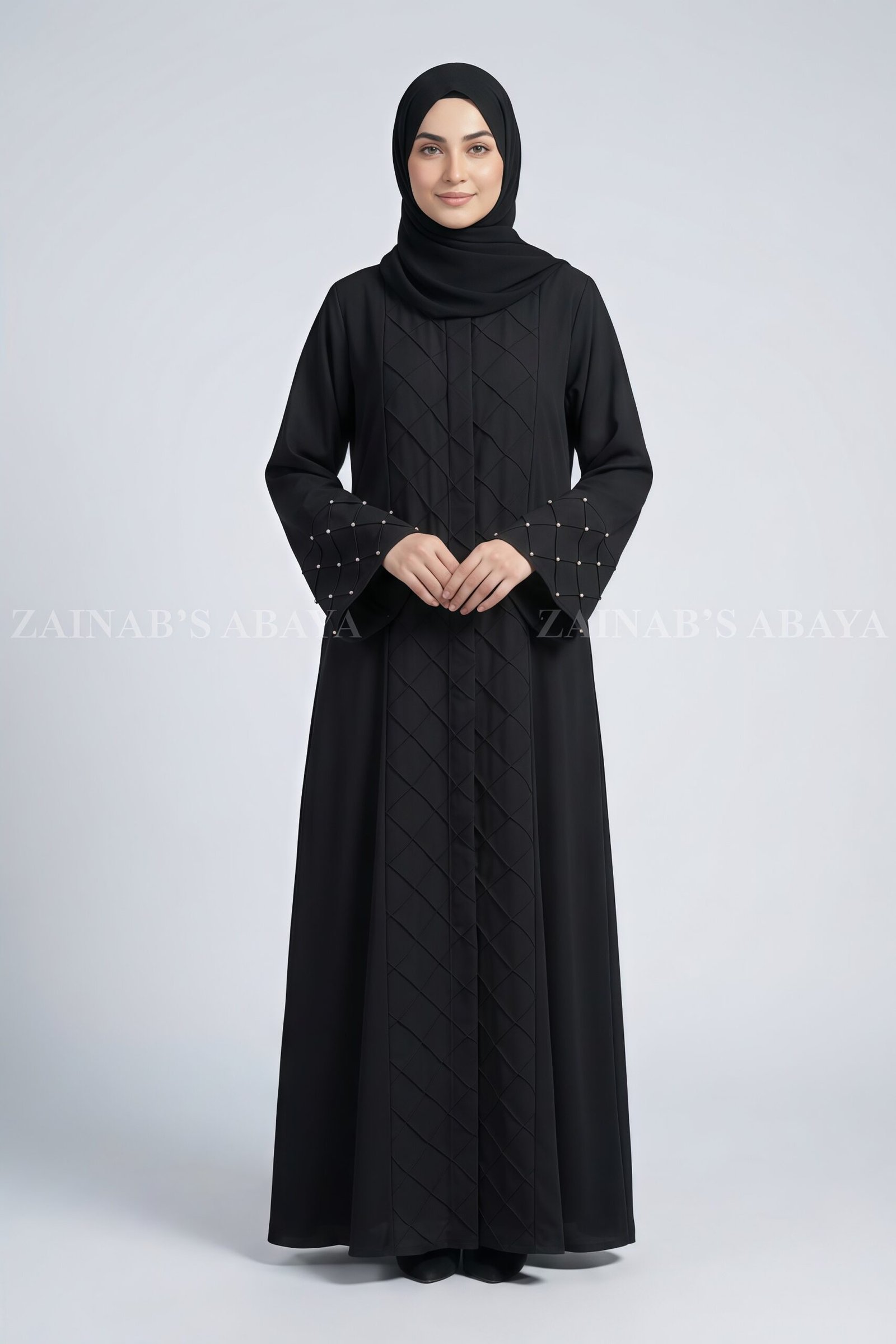 IMG_5710 Black Front Open Abaya with a matching scarf