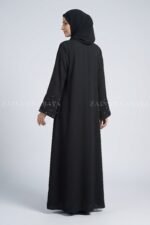 Black Front Open Abaya with a matching scarf