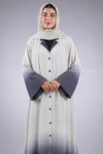 Dual Tone Coat Style Abaya for Women In Nida Fabric OL-1190 - Image 2