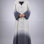 Dual Tone Colored Coat Style Abaya with a matching scarf