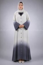 Dual Tone Colored Coat Style Abaya with a matching scarf