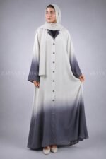 Dual Tone Color Coat Style Abaya with a matching scarf