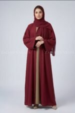Nida Double Gown Abaya with a matching scarf