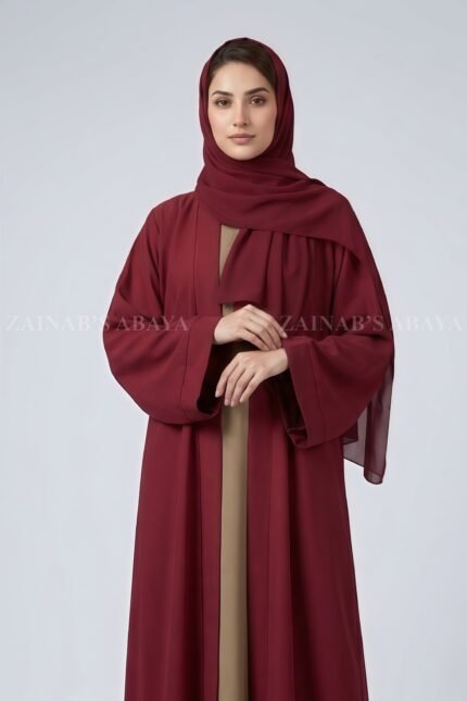 Nida Double Gown Abaya with a matching scarf
