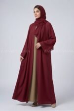 Nida Double Gown Abaya with a matching scarf
