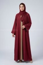 Nida Double Gown Abaya with a matching scarf