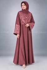 Black Embroidered Maxi Abaya in Nida Fabric OL-0667 - Image 9