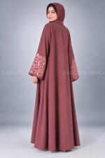 Black Embroidered Maxi Abaya in Nida Fabric OL-0667 - Image 12