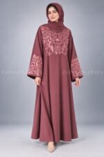 Black Embroidered Maxi Abaya in Nida Fabric OL-0667 - Image 10