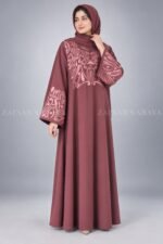 Black Embroidered Maxi Abaya in Nida Fabric OL-0667 - Image 11