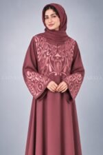 Black Embroidered Maxi Abaya in Nida Fabric OL-0667 - Image 8