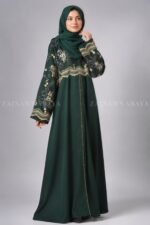 Nida Embroidered Maxi Abaya with Upper Chiffon Layer OL - 826 - Image 5