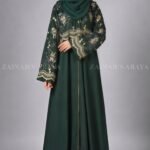 Nida Embroidered Maxi Abaya with Upper Chiffon Layer OL - 826