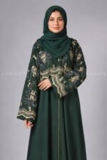 Nida Embroidered Maxi Abaya with Upper Chiffon Layer OL - 826 - Image 2