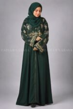 Nida Embroidered Maxi Abaya with Upper Chiffon Layer OL - 826 - Image 3