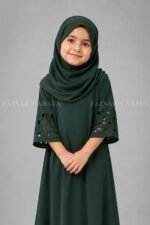 Embroidered maxi abaya for kids with a matching scarf