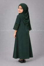 Embroidered maxi abaya for kids with a matching scarf