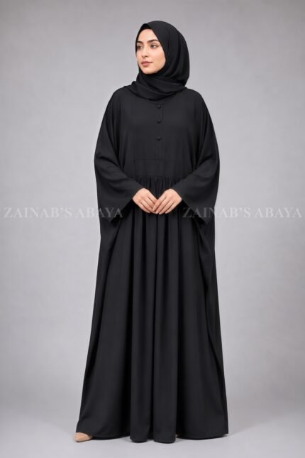 Pleated Style Kaftan Abaya for Women in Nida Fabric OL-1203