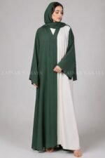 Dual Colored Front Open Abaya with a matching scarf