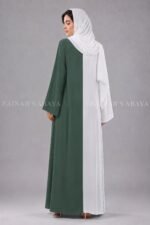 Green and White Maxi Abaya for Women with Embroidery OL-1204 - Image 6