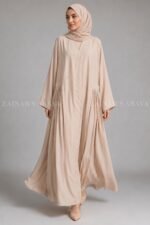 Pleated Style Front Open Abaya for Women