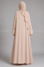 Pleated Style Front Open Abaya for Women with a matching scarf