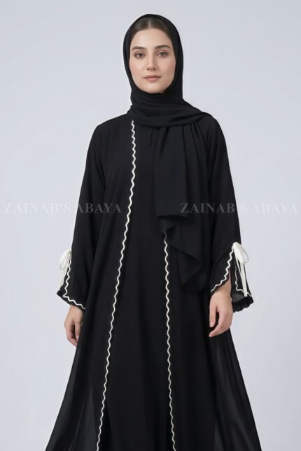 Double Gown Abaya for Women with a matching scarf