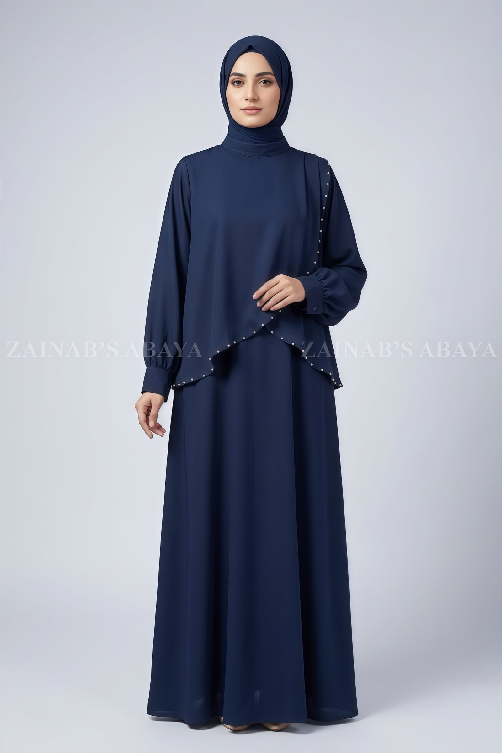 Maxi Abaya - Zainab Designer Abaya Stylish Maxi Abaya with Shrug for Women includes a matching scarf