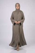 Stylish Front Open Abaya for Women with a matching scarf