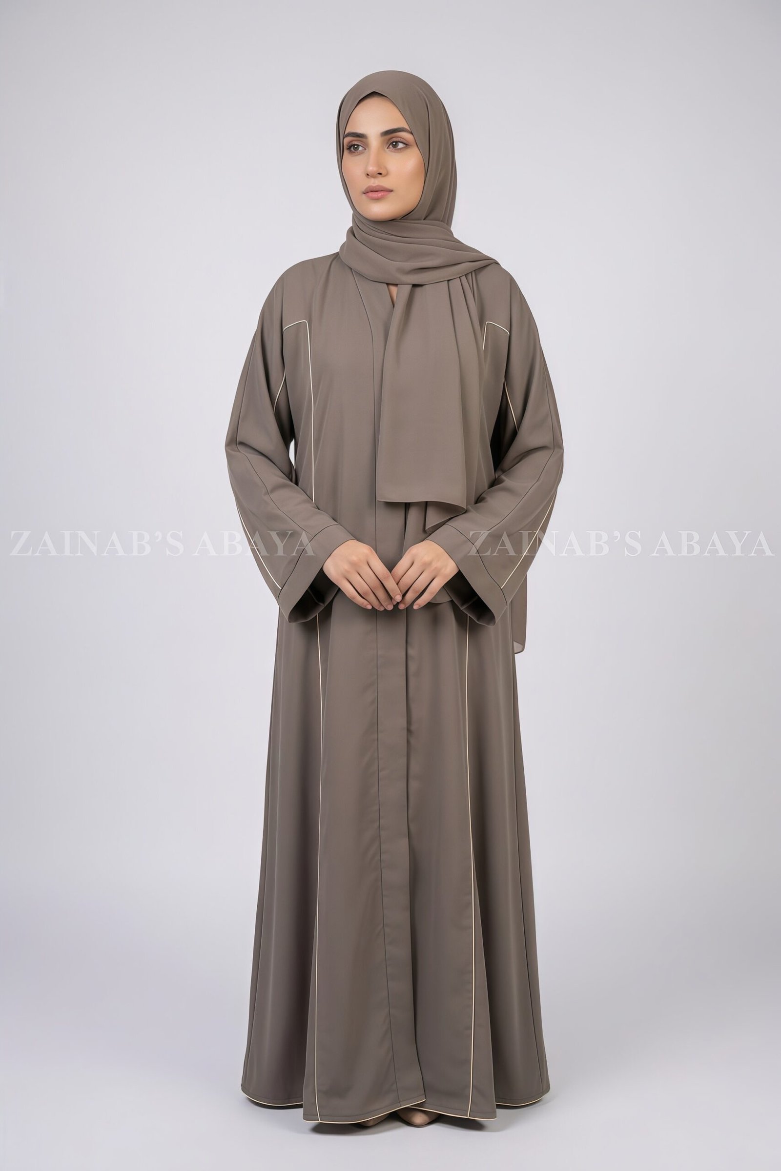 Front Open Abaya - Zainab Designer Abaya Stylish Front Open Abaya for Women with a matching scarf