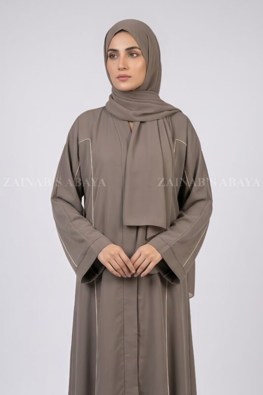 Stylish Front Open Abaya for Women with a matching scarf