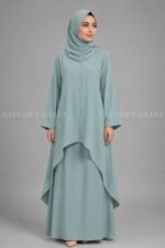 Light Colored Co-Ord Set Abaya for Women OL-1159 - Image 3