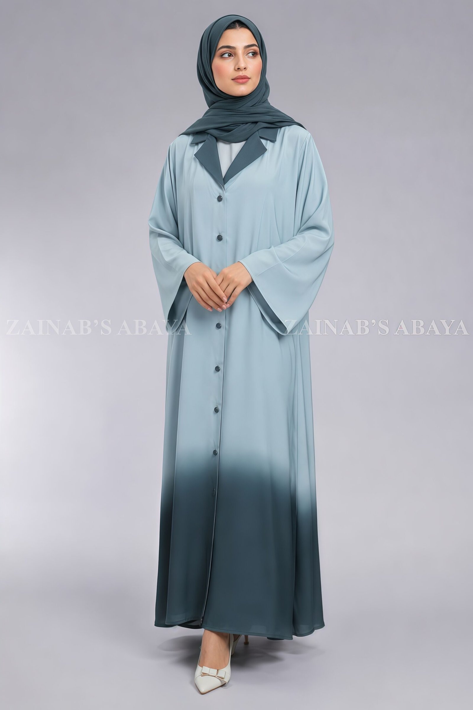 IMG_7215 Nida Dual Colored Cost Style Abaya for Women OL 1190 - Image 1