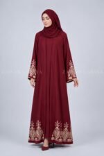 Double Gown Abaya for Women in Pakistan with Embroidery includes a matching scarf