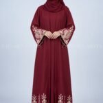 Double Gown Abaya for Women in Pakistan with Embroidery includes a matching scarf