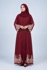 Double Gown Abaya for Women in Pakistan with Embroidery includes a matching scarf